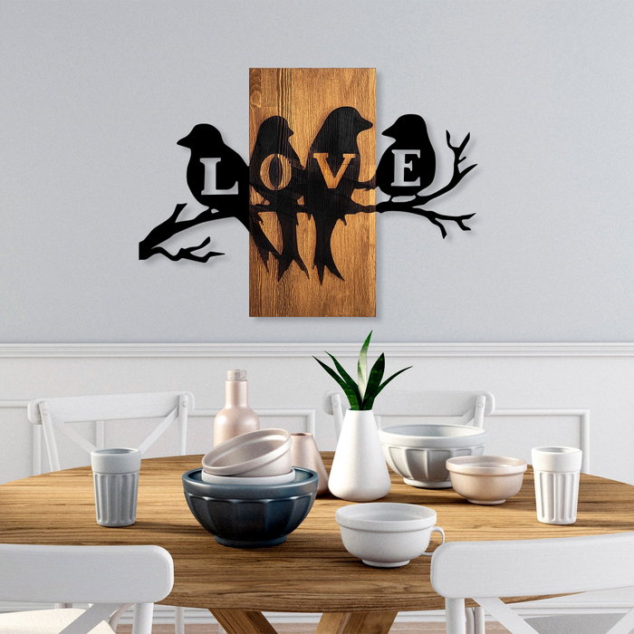 Wallity Love Birds Escultura de Pared en Nogal y Negro Wallity Love Birds Escultura de Pared en Nogal y Negro